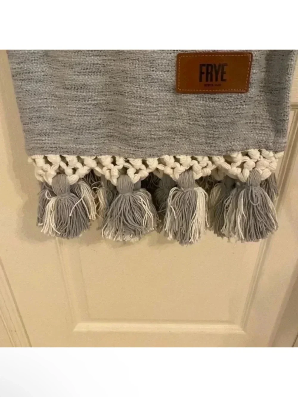Frye Textured Throw Blanket With Tassels Gray 50 X 60 NWT Home Decor